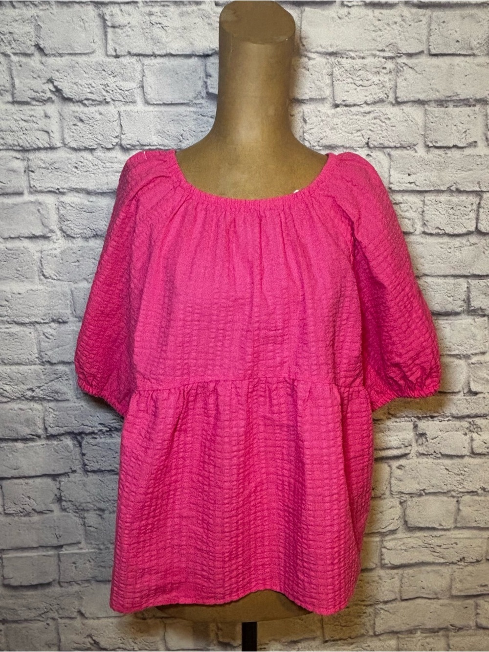 Old Navy Hot Pink Peasant Tunic Top